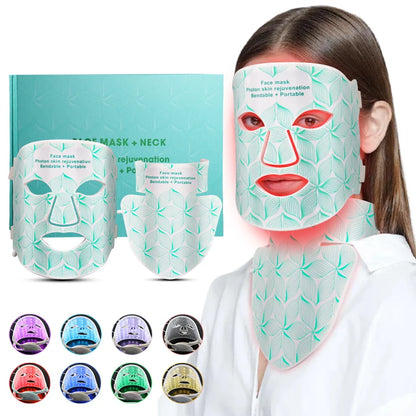 Gesichts-LED-Maske mit rotem Licht für den Hals, Infrarottherapie zur Hautverjüngung und gegen Hautalterung, Geschenkidee für 2026