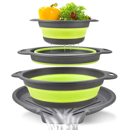 Set de coladores plegables Auto-drenantes para colgar sobre el fregadero Colador de cocina Primavera 2026 Almacenamiento fácil