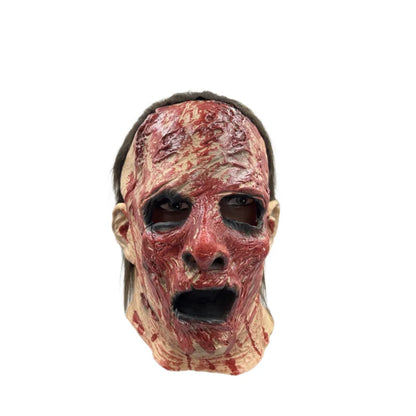 Bloedige slagersmasker van latex met horrortrauma en uitlopende bloeddetails voor volwassenen, Halloween 2026