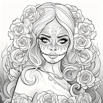 Coloring Book Upgraded Thickened Paper Sugar Skull Art Halloween Trend Gift Idea 22 Pages