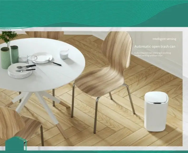 Smart Sensor Trash Bin With Flip Lid For Home Touchless
