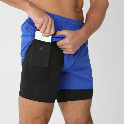 Quick-dry men's 2-in-1 running shorts - lightweight lined, polyester, for gym and summer training