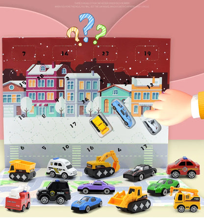 Calendario dell'Avvento Scatola di Giocattoli Auto Regalo di Natale per Bambini 24 Giorni