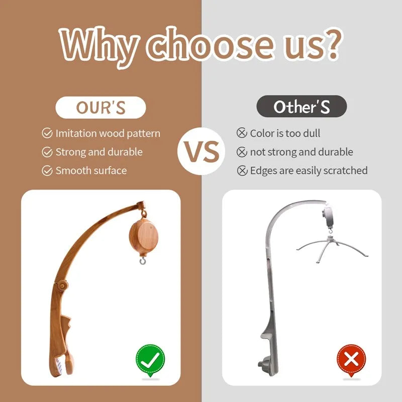 Wooden Felt Animal Crib Mobile With Soothing Calming Music