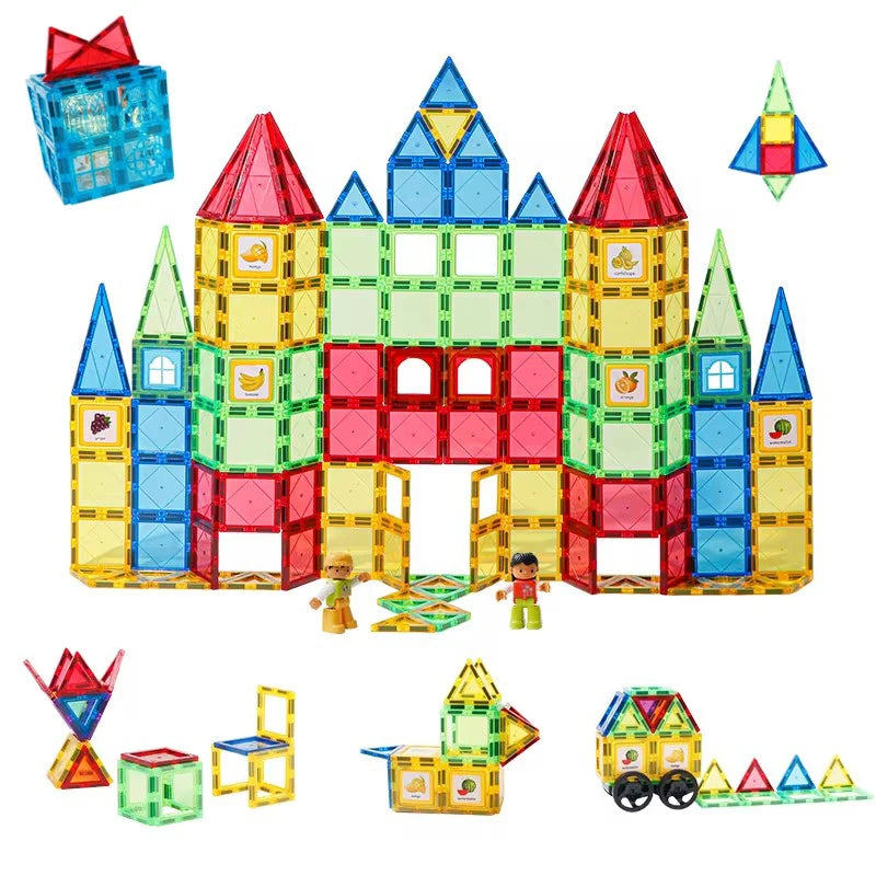 Magnetic Building Tiles Set - 3D STEM Stacking Blocks for Kids, Educational Magnet Toys for Boys & Girls