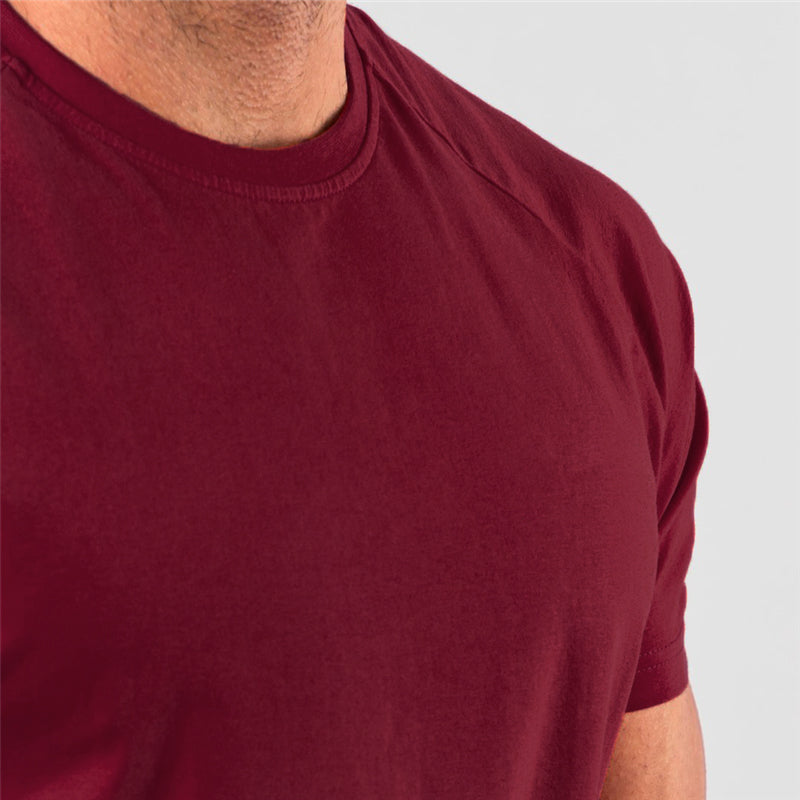 Breathable slim fit men's gym t-shirt – short sleeve, cotton blend, for workout & casual wear