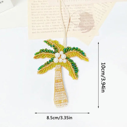 Kokospalme paljettmerke nøkkelring veskeanheng håndlaget