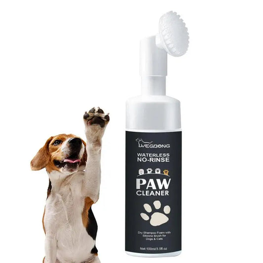 Rinse-Free Pet Foot Cleaner Foam with Silicone Brush - Gentle Paw Care for Dogs & Cats