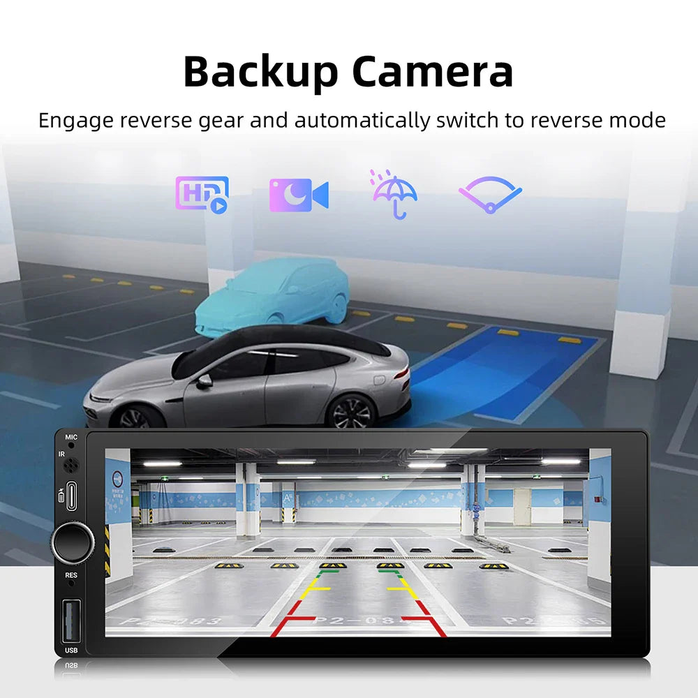 Bilstereo 6.86 tommer touchscreen universel MP5 hovedenhed efterår 2025 trådløs CarPlay Android Auto