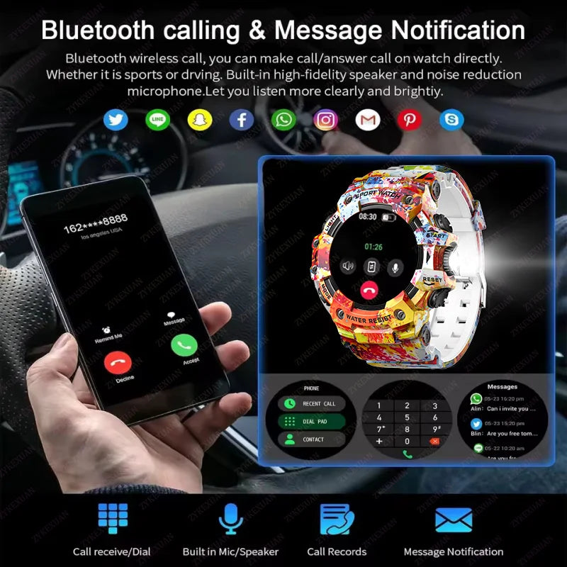 Smart Watch Rugged Outdoor Edition Fall 2025 Bluetooth Calls Waterproof IP68 Compass Flashlight SOS 1.39 Inch Display