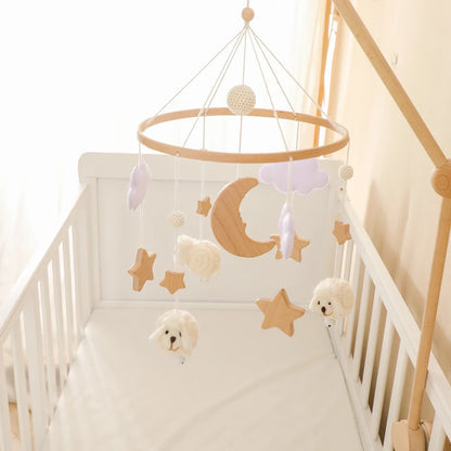 Wooden Felt Animal Crib Mobile With Soothing Calming Music