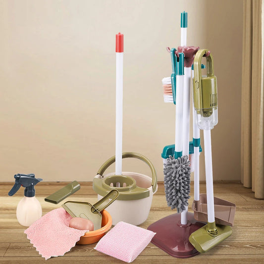 Kids Pretend Play Cleaning Set - Broom & Vacuum Toy for Boys and Girls, 23-Piece Sanitation Fun