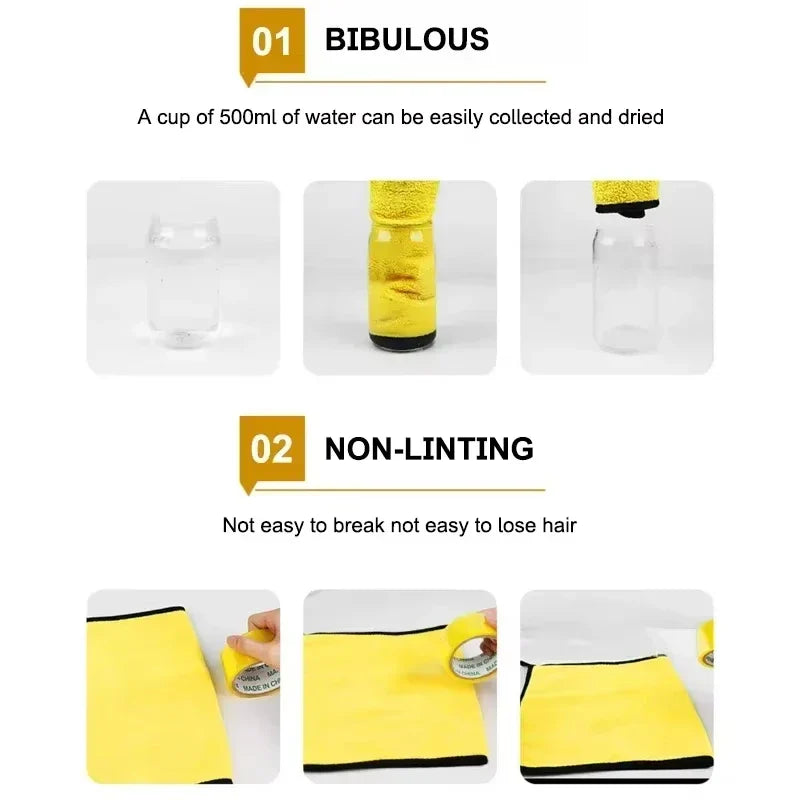 Car Microfiber Towels Double Layer Detailing Cloth Fall 2025 Soft Highly Absorbent Drying Towel