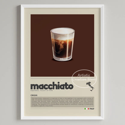 Art mural café six panneaux décoration minimaliste cuisine café