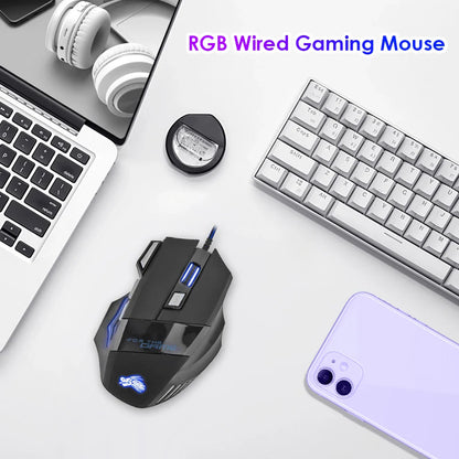 Mouse da gioco cablato USB 7 pulsanti retroilluminato ergonomico comfort