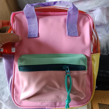 Sac à dos translucide patchwork couleur mini sac à dos gelée rentrée scolaire 2025 sangle d'épaule réglable sac mignon quotidien