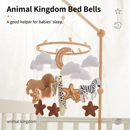 Wooden Felt Animal Crib Mobile With Soothing Calming Music