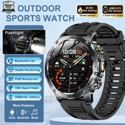 Smartwatch Rugged Outdoor GPS – 1.7 Inch AMOLED, Fall 2025 Trend, 1000mAh Battery, IP69K Waterproof, Bluetooth Calling