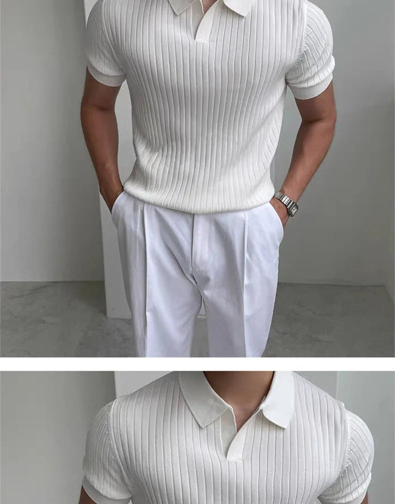 Quick-dry men's golf polo shirt - slim fit short sleeve, polyester, for sports and casual wear