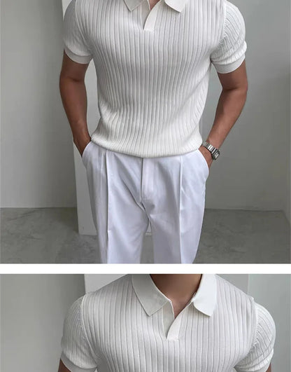 Quick-dry men's golf polo shirt - slim fit short sleeve, polyester, for sports and casual wear