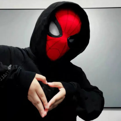 Remote-Controlled Spider-Man LED Cosplay Headgear with Glowing Red and Black Design 2026