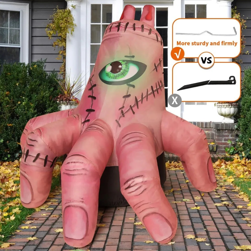 Giant Halloween Inflatable Hand with LED Lights – Scary Yard Decoration for Outdoor and Indoor Use