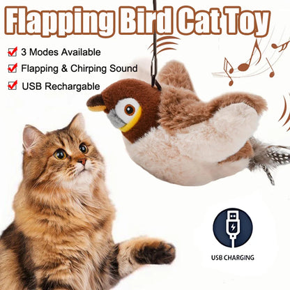 Interactive Cat Toys - Rechargeable Chirping Bird with Catnip for Indoor Cats
