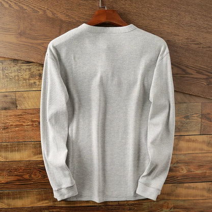 Soft Classic Men's Long Sleeve Pullover - Henley Knit