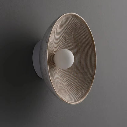 Japandi Japanese Resin Wall Lamp Retro Ribbed Shade Bedside