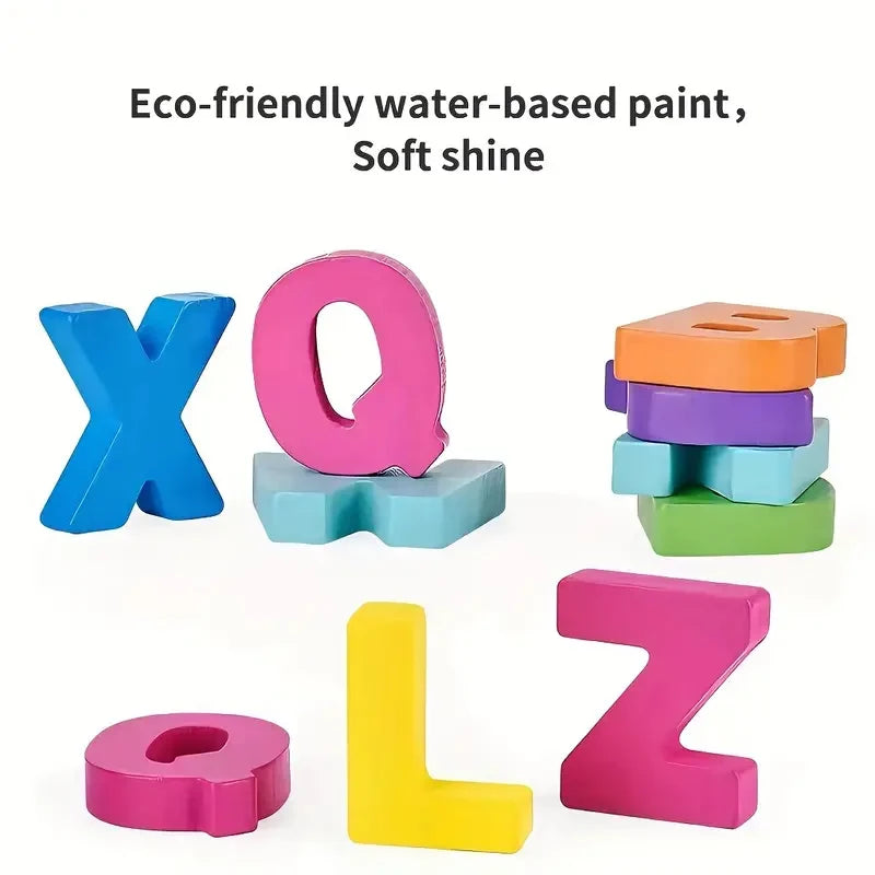 Colorful Wooden Alphabet Number Puzzle for Kids Educational Game