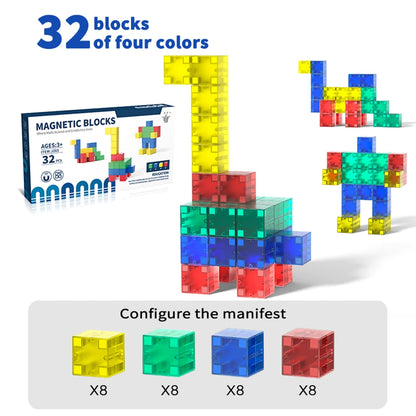 Variant image for Magnetic Building Blocks Set for Toddlers, STEM Learning Toys with Strong Magnets and Vibrant Colors, 30-Piece Magnetic Tiles-4