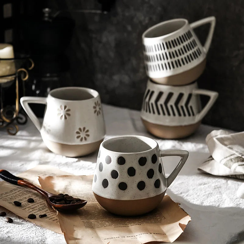 Keramisk krus håndmalet stor kapacitet retro kaffekop efterår 2025 kunsthåndværk morgenmad gave