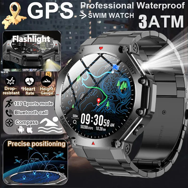 Smartwatch GPS Health Monitor - AMOLED Display, Bluetooth Calling, 3ATM Waterproof Fall 2025 Fitness Gift
