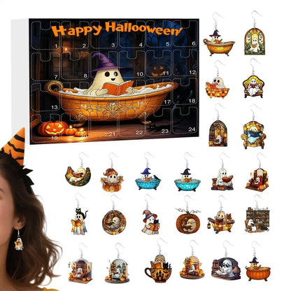 Calendario dell'Avvento di Halloween Orecchini Fantasma Set da 24 Giorni
