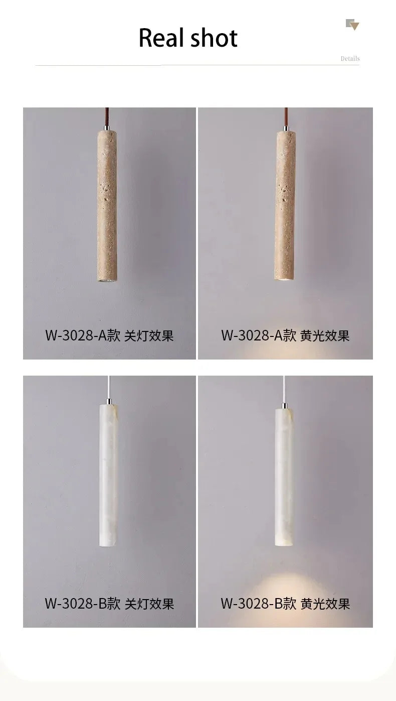 Japandi LED Pendant Lamp Wood Tube Japan Style Bedroom Light