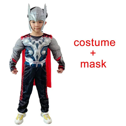 Thor Avengers Muscle Jumpsuit Halloween Cosplay Costume Set with Hammer Prop for Adults 2026