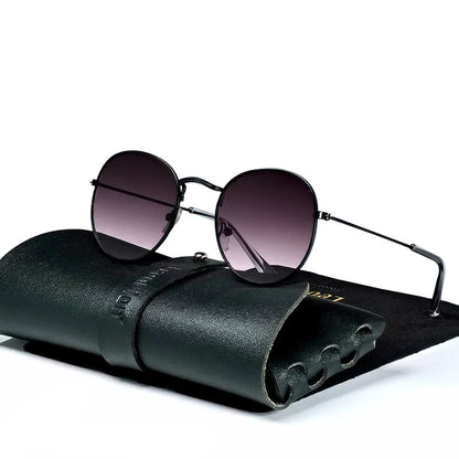 Round Retro Sunglasses for Men/Women Luxury UV400 Metal Vintage Eyewear No Leather Case