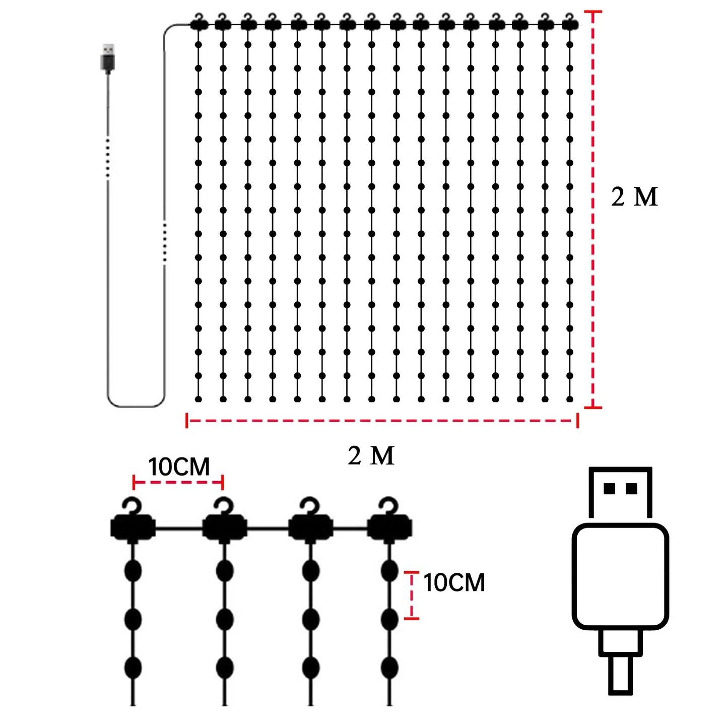 Smart LED Curtain String Christmas Lights - Programmable Fairy Lights for Bedroom, Wedding & Holiday Decor with Music Sync and Remote Control