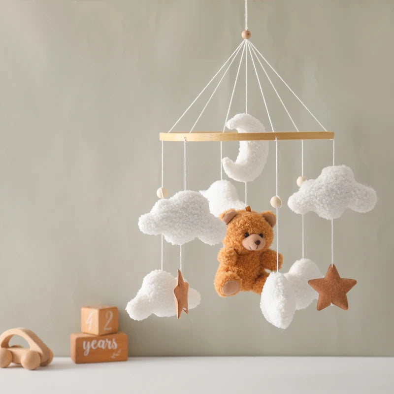 Baby Crib Mobile Wooden Nursery Newborn Sensory Toys