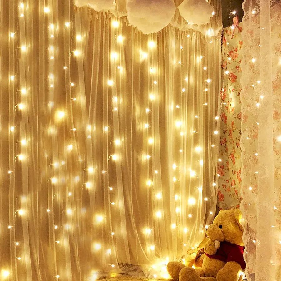 LED Curtain String Lights - 4x0.6M, 3x3M & 6x3M Fairy Light for Christmas & Wedding Decoration, Warm White & Multicolor Options, Outdoor Indoor Use