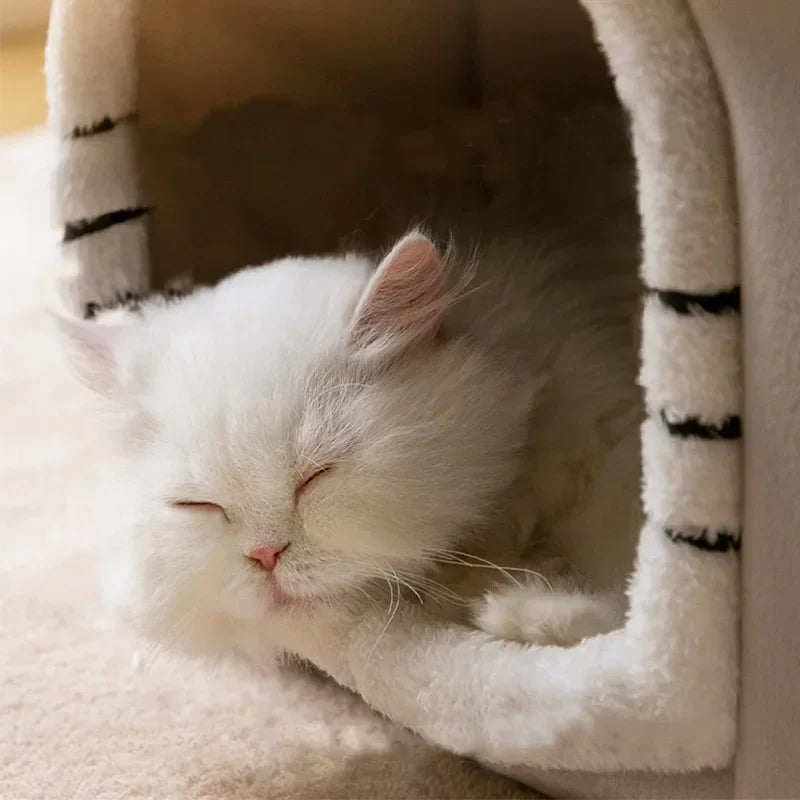 Cat Bed Foldable Cave House Plush Kennel Winter 2025 Cozy Washable Hideaway For Small Dogs And Cats
