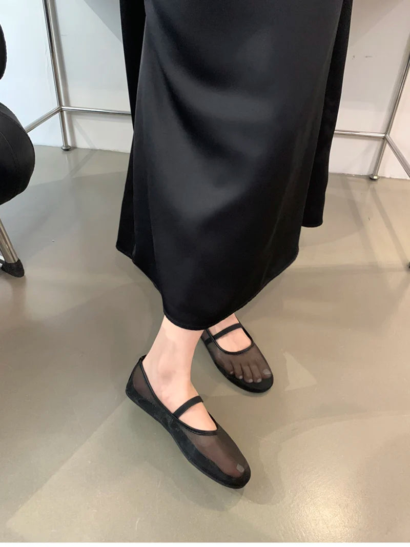 Zapatos planos Mary Jane ligeros para mujer - Malla superficial, casual