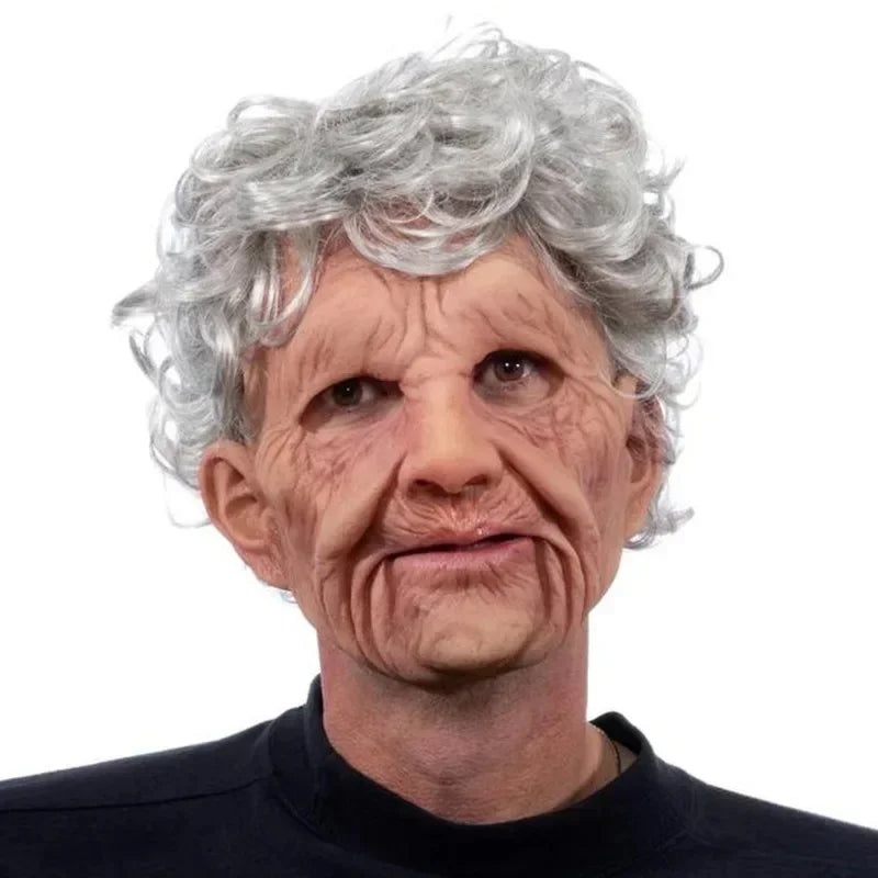 Realistisch siliconen Halloweenmasker dat het hele hoofd bedekt, opa en oma, cosplay-simulatierekwisiet 2026