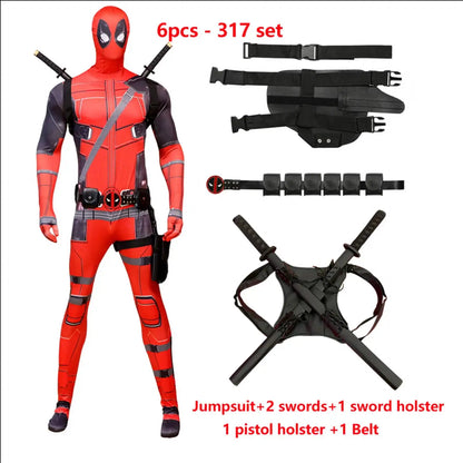 Deadpool-superhelte-cosplay-jumpsuit til børn med maske, komplet sæt til halloween og fødselsdagsgave 2026