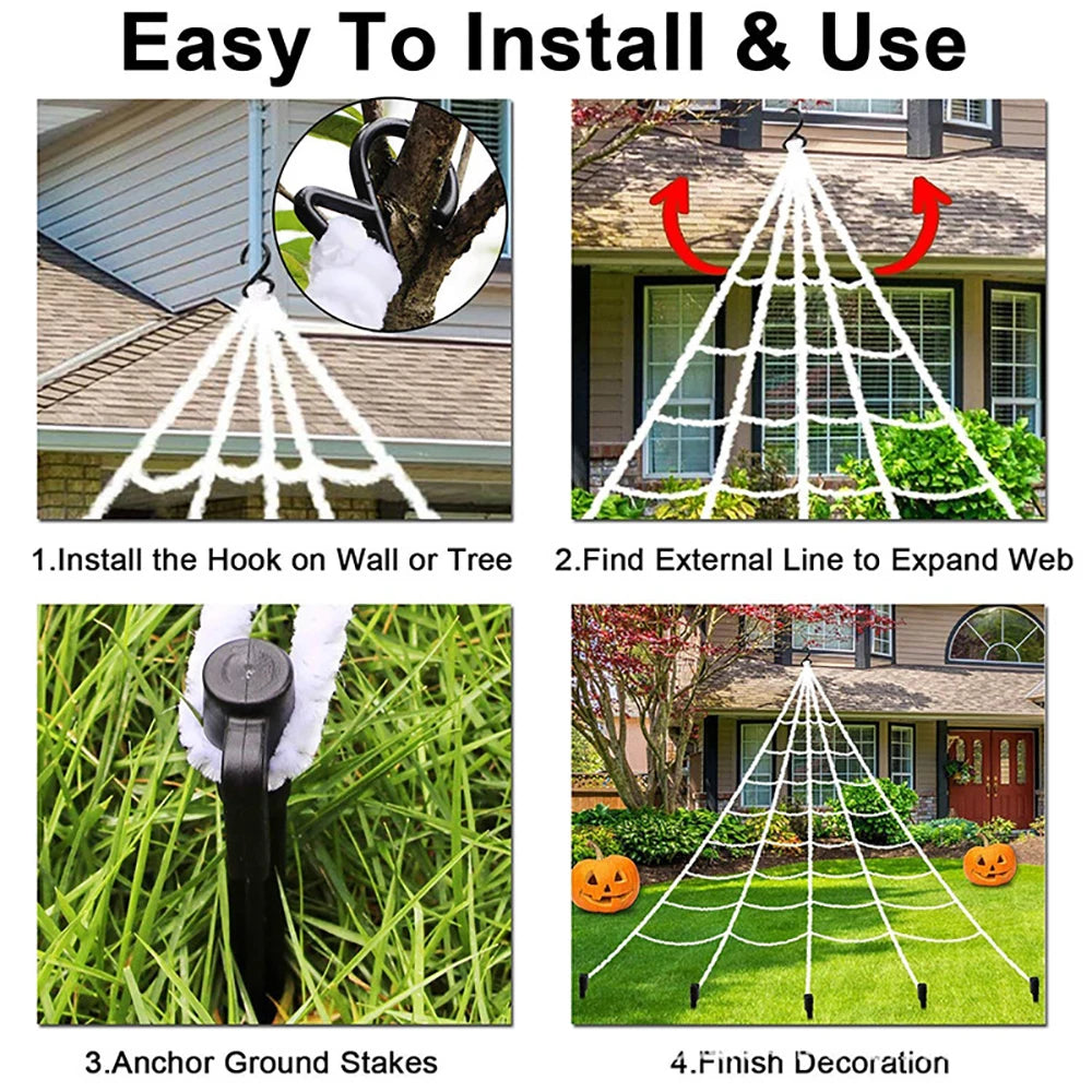 Halloween Spider Web Triangle Lawn Decor 2025 Haunted Prop