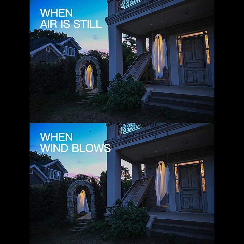 Hanging Swing Ghost Decoration Halloween 2025 Porch Lights