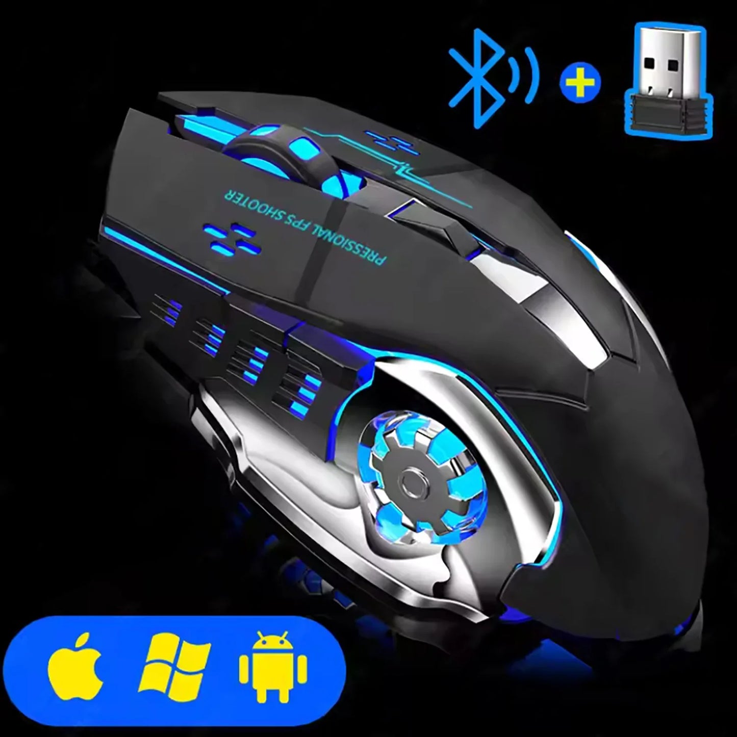 Draadloze Oplaadbare Gaming Muis Bluetooth Stil Achtergrondverlichting