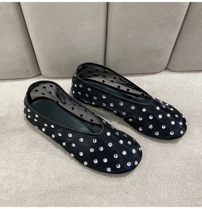 Breathable Women Ballet Flats - Mesh Crystal, Casual Walking