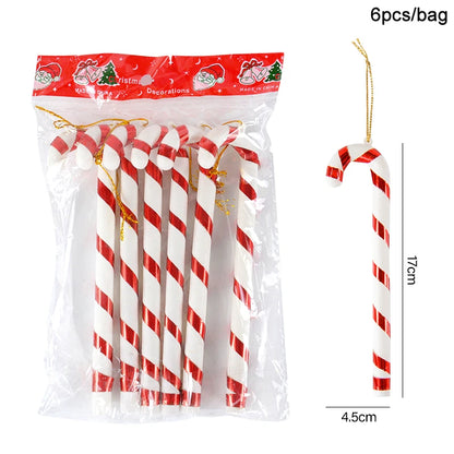 6-Pack Christmas Candy Cane Ornaments - Festive Tree Decorations for Holiday Home Decor, Perfect New Year Gift 2024