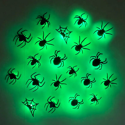 3D-paarse en groene LED-nachtlamp als Halloween-vleermuis en -spin, zelfklevende muurstickers voor huis en feestdecoratie 2026